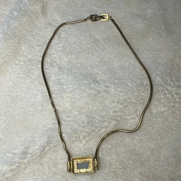 Vintage Givenchy Gold Necklace Blue Stone - Picture 4 of 9